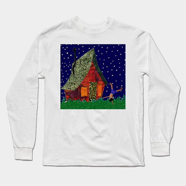 Cartwheels on a starry night Long Sleeve T-Shirt by MegMarchiando